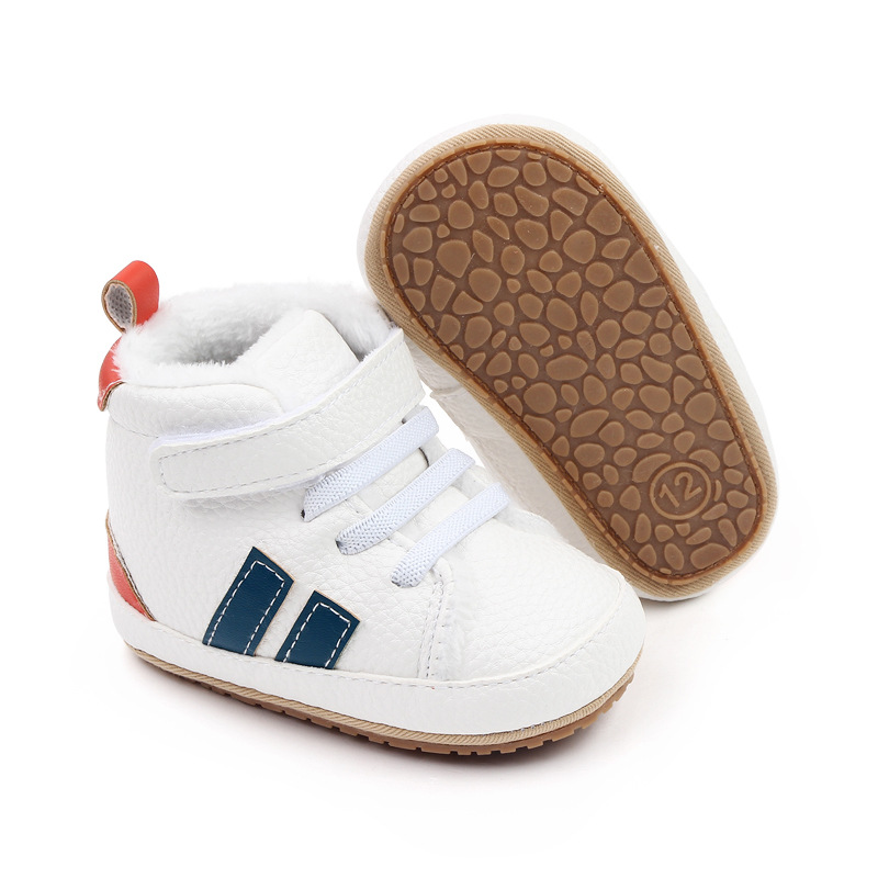 Toddler Warm Rubber bottom anti slip Boots Soft Sole, Adorable Baby Girls Boys Winter Boots, Color blocking 0-18 months
