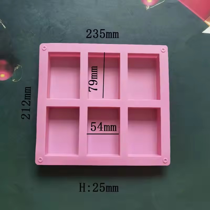 6 Cavities Square Silicone Soap Mold Rectangular Shape Candle Resin Plaster Mould Chocolate Cake Ice Making Set Home Decor Gifts C-90-7