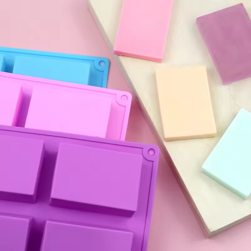 6 Cavities Square Silicone Soap Mold Rectangular Shape Candle Resin Plaster Mould Chocolate Cake Ice Making Set Home Decor Gifts C-90-7