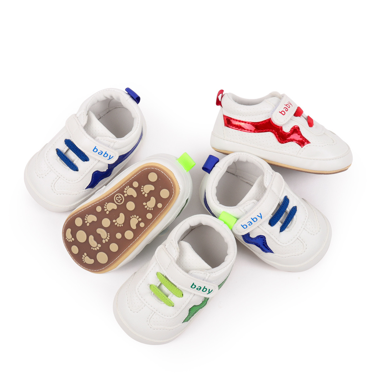 Spring And Autumn Baby Boys And Girls First Walking Indoor Outdoor Toddler Shoes For 0-18M Baby Unisex Soft PVC Sole