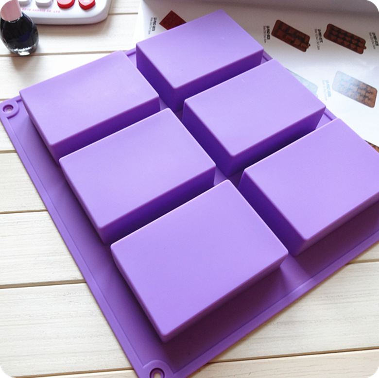 6 Cavities Square Silicone Soap Mold Rectangular Shape Candle Resin Plaster Mould Chocolate Cake Ice Making Set Home Decor Gifts C-90-7