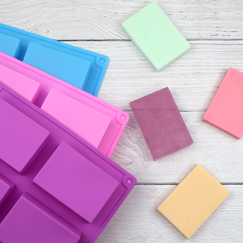 6 Cavities Square Silicone Soap Mold Rectangular Shape Candle Resin Plaster Mould Chocolate Cake Ice Making Set Home Decor Gifts C-90-7
