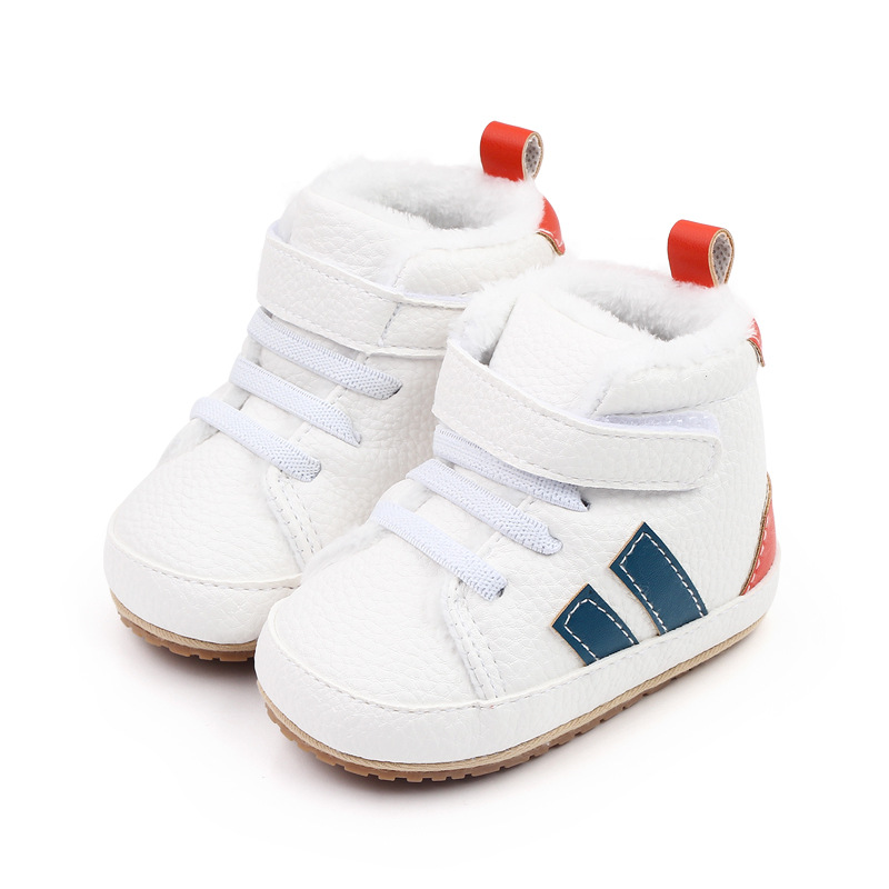 Toddler Warm Rubber bottom anti slip Boots Soft Sole, Adorable Baby Girls Boys Winter Boots, Color blocking 0-18 months