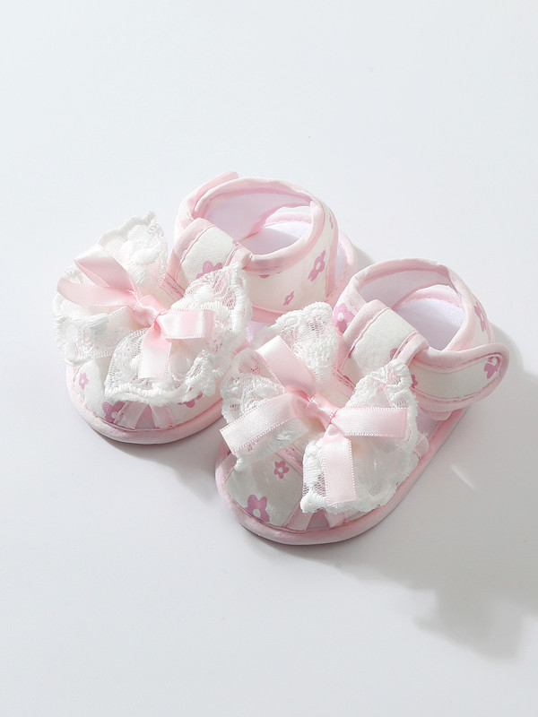 Baby Shoes Lace Summer Sandals 0-12 Months Newborns Step Shoes Female Baby Cloth Shoes Cute Anti slip Breathable Soft Bottom