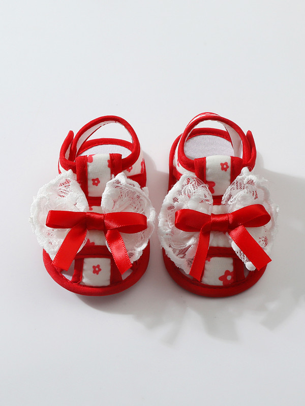 Baby Shoes Lace Summer Sandals 0-12 Months Newborns Step Shoes Female Baby Cloth Shoes Cute Anti slip Breathable Soft Bottom