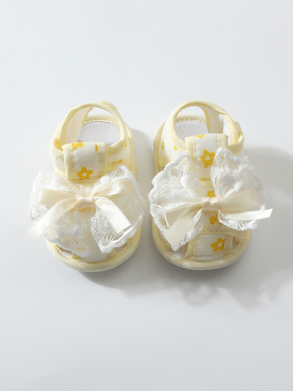 Baby Shoes Lace Summer Sandals 0-12 Months Newborns Step Shoes Female Baby Cloth Shoes Cute Anti slip Breathable Soft Bottom
