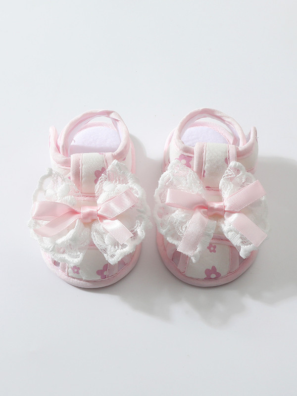 Baby Shoes Lace Summer Sandals 0-12 Months Newborns Step Shoes Female Baby Cloth Shoes Cute Anti slip Breathable Soft Bottom