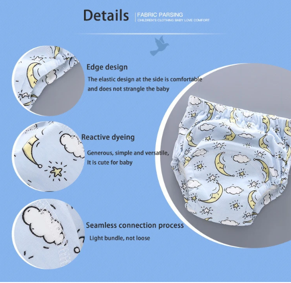 Baby Reusable Potty Training Pants Toddler Cotton Ecological Cloth Diaper Panties Waterproof Washable Nappies Boy Girl Underwear