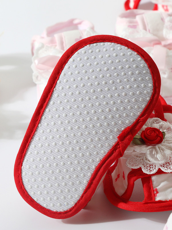 Baby Shoes Lace Summer Sandals 0-12 Months Newborns Step Shoes Female Baby Cloth Shoes Cute Anti slip Breathable Soft Bottom