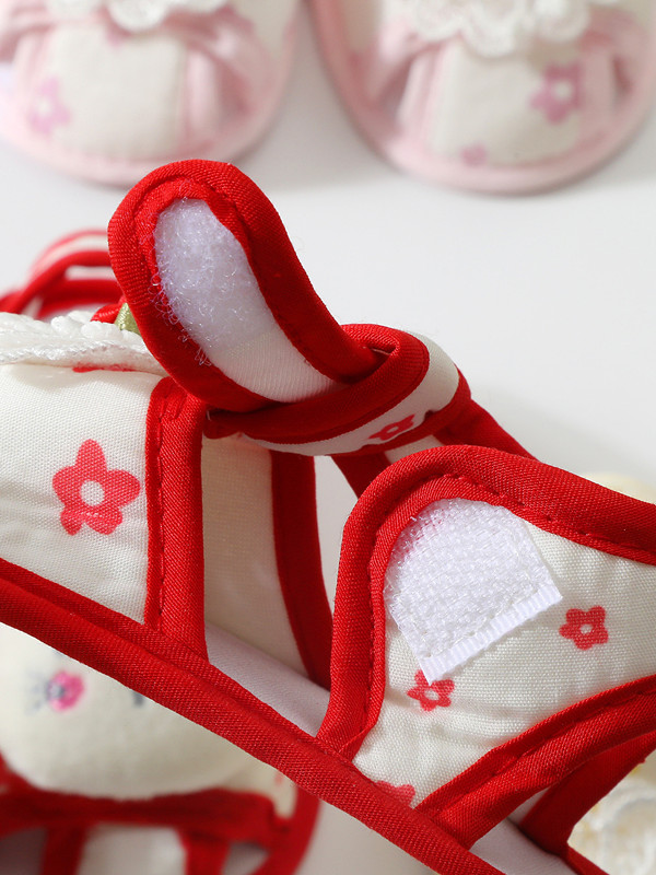 Baby Shoes Lace Summer Sandals 0-12 Months Newborns Step Shoes Female Baby Cloth Shoes Cute Anti slip Breathable Soft Bottom