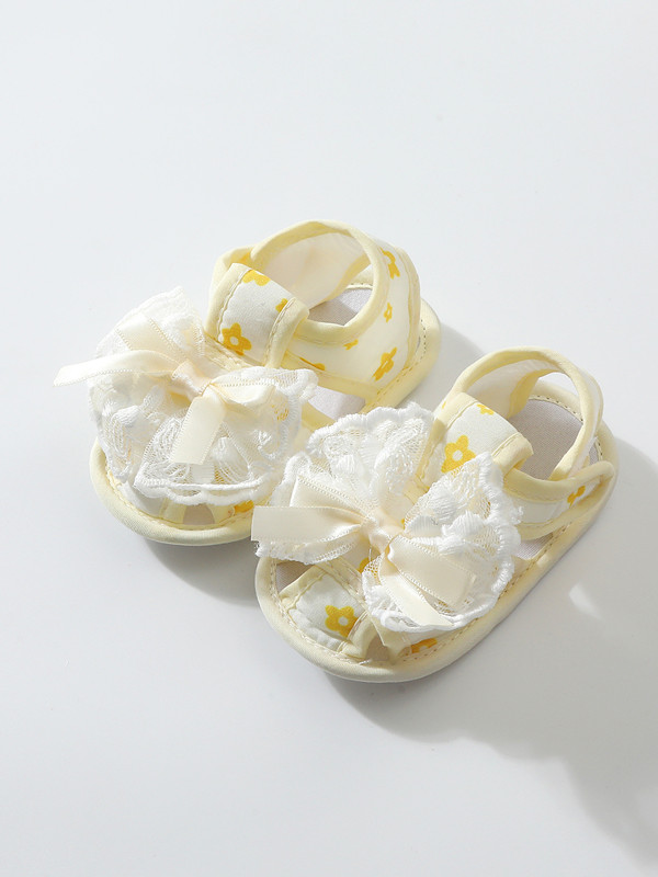Baby Shoes Lace Summer Sandals 0-12 Months Newborns Step Shoes Female Baby Cloth Shoes Cute Anti slip Breathable Soft Bottom