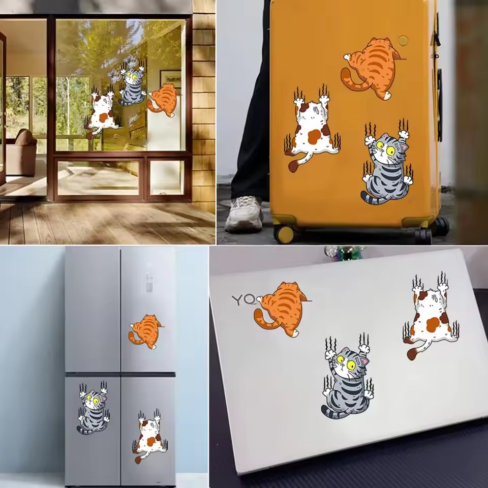 3pcs Funny Pet Cat Car Sticker Climbing Cats Animal Styling Stickers Decoration Car Body Creative Decals Decor Accessories