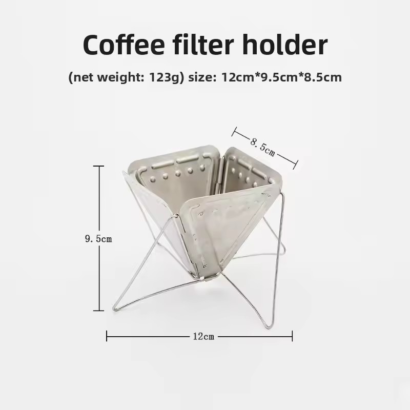 Portable Camping Coffee Filter Foldable Stainless Steel Pour Over Dripper with Stand Outdoor Travel & Hiking Gear