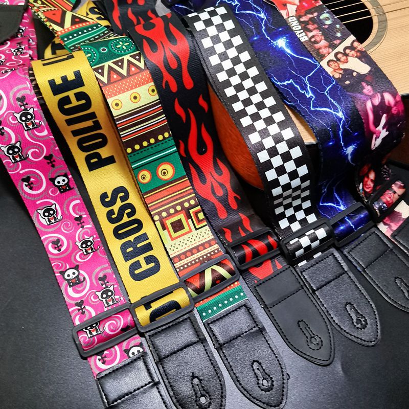 New Ethnic Style Retro Guitar Strap Adjustable Leather Strap for Electric Acoustic Folk Guitar Ukulele Bass Guitar Accessories