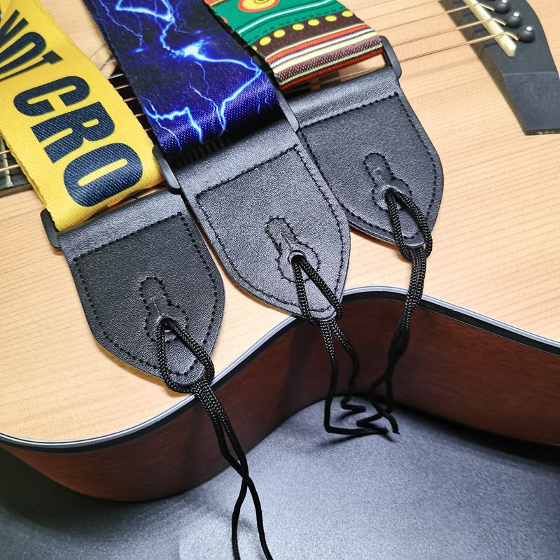 New Ethnic Style Retro Guitar Strap Adjustable Leather Strap for Electric Acoustic Folk Guitar Ukulele Bass Guitar Accessories