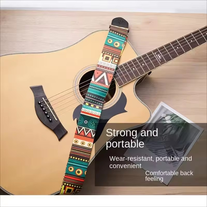 New Ethnic Style Retro Guitar Strap Adjustable Leather Strap for Electric Acoustic Folk Guitar Ukulele Bass Guitar Accessories