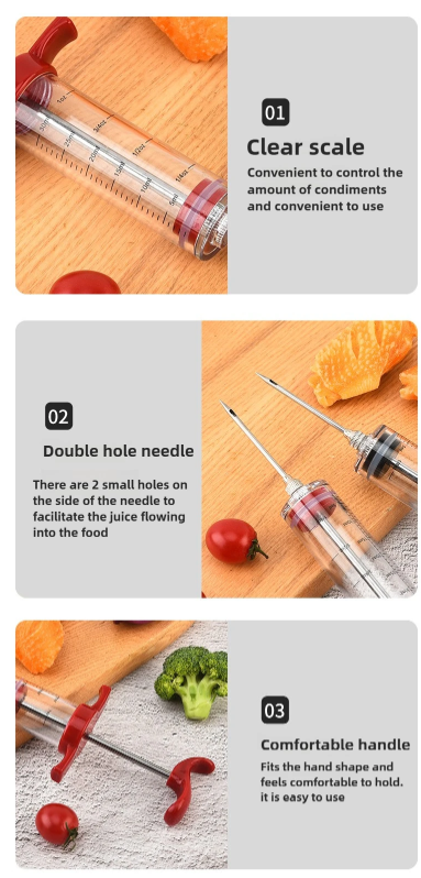 Roast Juice Syringe Seasoning Syringe Turkey Needle Marinated Beef Steak Barbecue Seasoning Syringe Needle kitchen Catering Tool