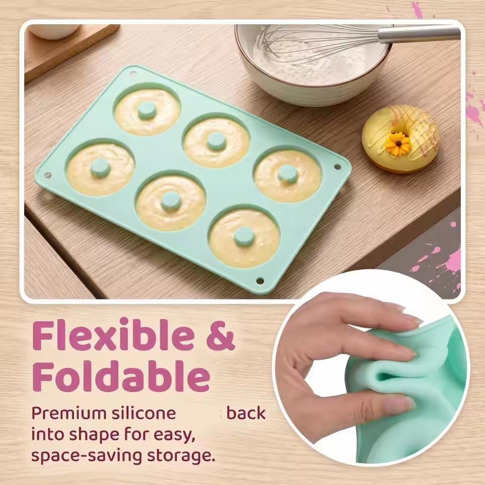 Cake Silicone Molds Kitchen Baking Cookie Mold High Temperature Resistant Baking Tray Donut Making Mold Cake Accessories