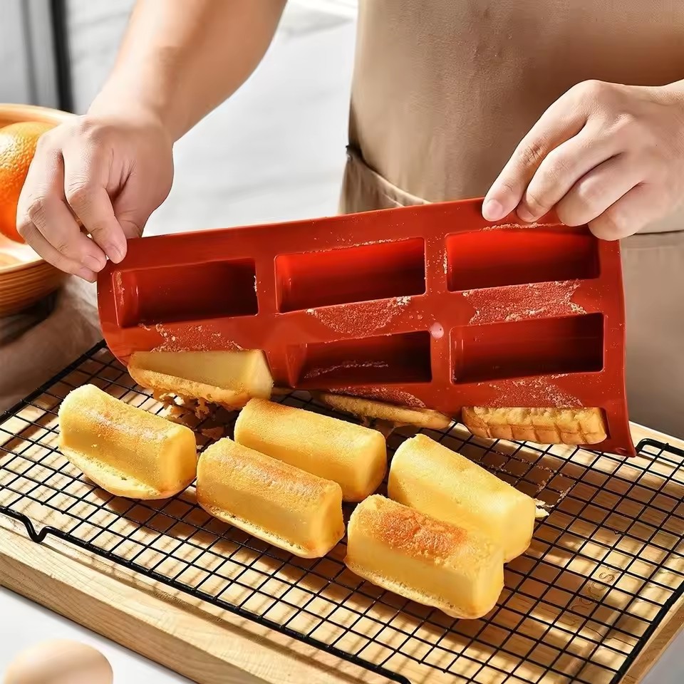 9 Cavity Chocolate Mold Half-cylindrical Shape Long Strip Shape Mousse Cake Mould 3D Stick Silicone Kitchen Bakeware Home Baking