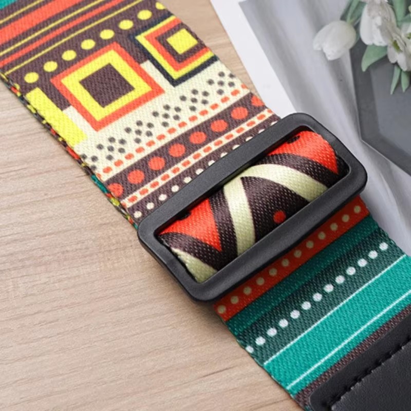 New Ethnic Style Retro Guitar Strap Adjustable Leather Strap for Electric Acoustic Folk Guitar Ukulele Bass Guitar Accessories
