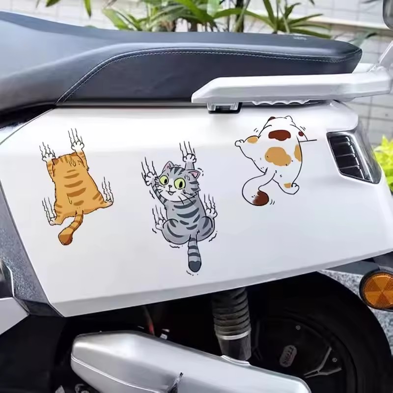 3pcs Funny Pet Cat Car Sticker Climbing Cats Animal Styling Stickers Decoration Car Body Creative Decals Decor Accessories