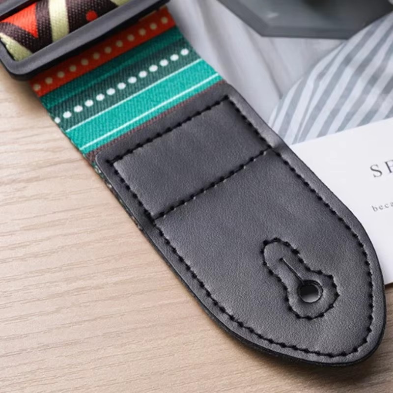 New Ethnic Style Retro Guitar Strap Adjustable Leather Strap for Electric Acoustic Folk Guitar Ukulele Bass Guitar Accessories