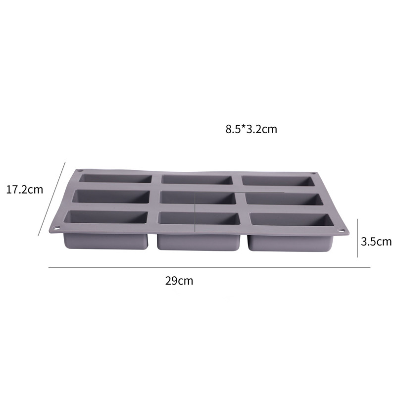 9 Cavity Chocolate Mold Half-cylindrical Shape Long Strip Shape Mousse Cake Mould 3D Stick Silicone Kitchen Bakeware Home Baking