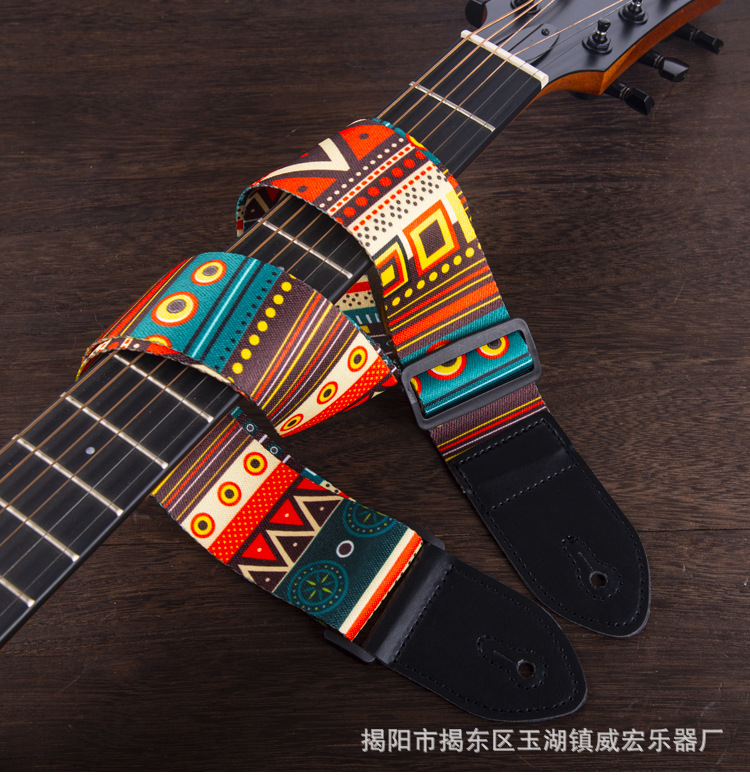 New Ethnic Style Retro Guitar Strap Adjustable Leather Strap for Electric Acoustic Folk Guitar Ukulele Bass Guitar Accessories