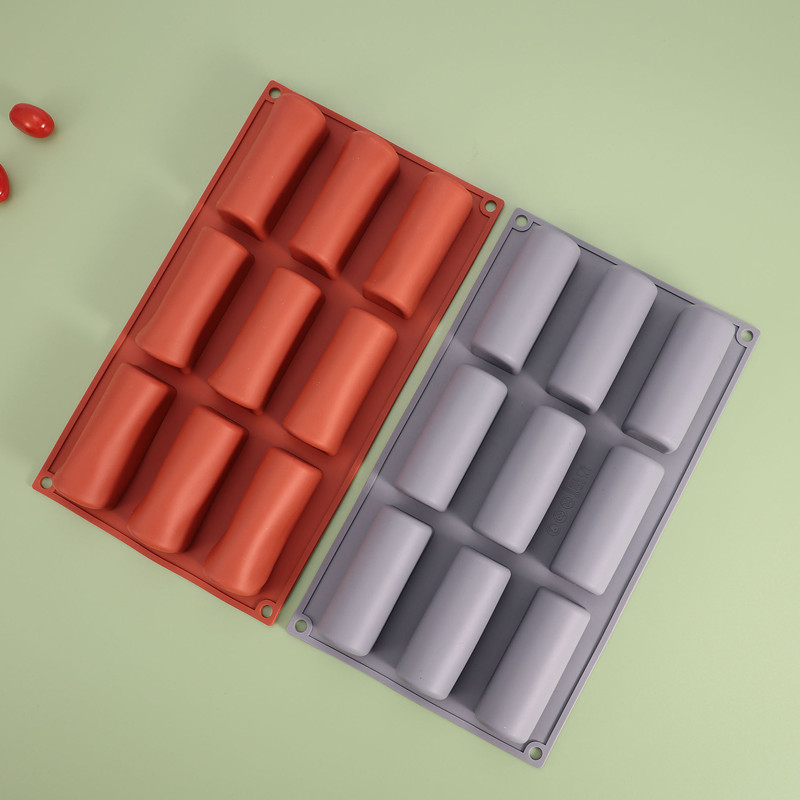 9 Cavity Chocolate Mold Half-cylindrical Shape Long Strip Shape Mousse Cake Mould 3D Stick Silicone Kitchen Bakeware Home Baking