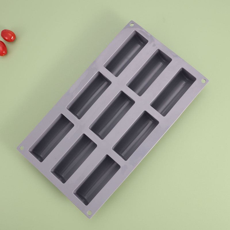 9 Cavity Chocolate Mold Half-cylindrical Shape Long Strip Shape Mousse Cake Mould 3D Stick Silicone Kitchen Bakeware Home Baking
