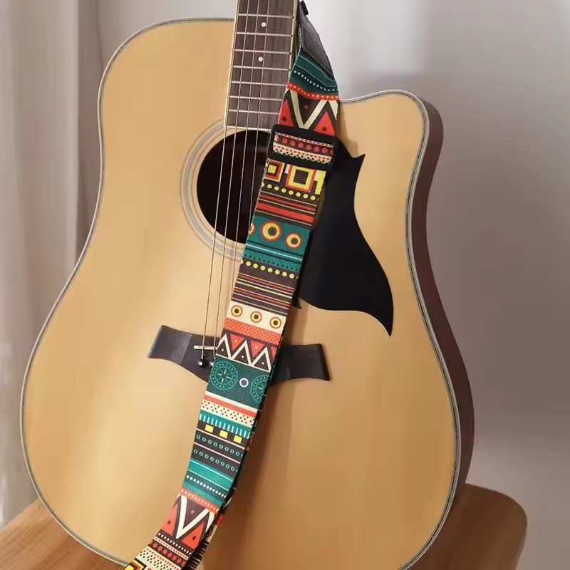 New Ethnic Style Retro Guitar Strap Adjustable Leather Strap for Electric Acoustic Folk Guitar Ukulele Bass Guitar Accessories
