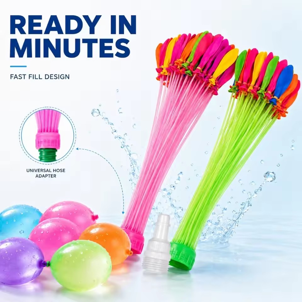 111Pcs Bunch Water Balloons Quick Fill Self Sealing Water Bombs Summer Outdoor Backyard Family Team Fight Game Pool Splash Toy