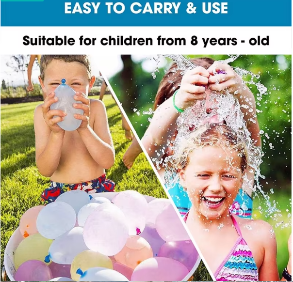 111Pcs Bunch Water Balloons Quick Fill Self Sealing Water Bombs Summer Outdoor Backyard Family Team Fight Game Pool Splash Toy