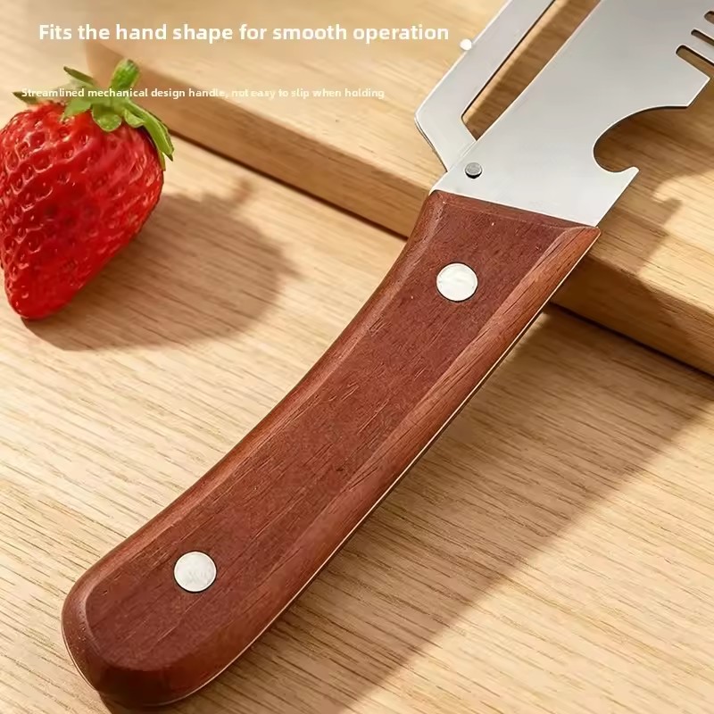 New Three in One Multifunctional Peeler, Scallion Slicer, Wooden Handle, Suitable for Sugarcane, Fruits, and Vegetables