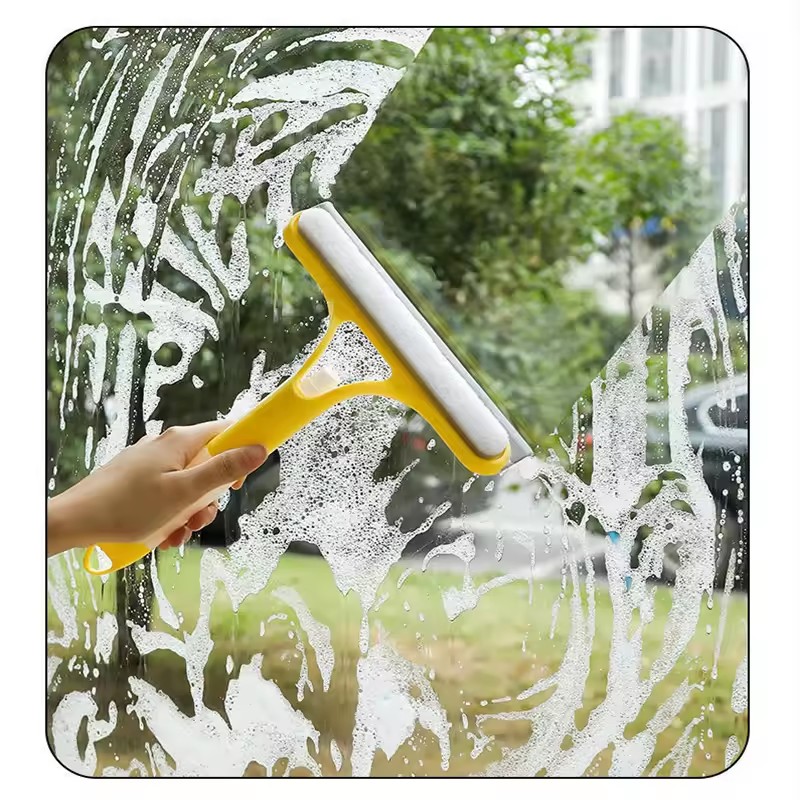 3 in 1 Window Cleaning Squeegee Multi Function Glass Mirror Wiper with Spray Bottle Microfiber Scrub Household Car Cleaner Tools