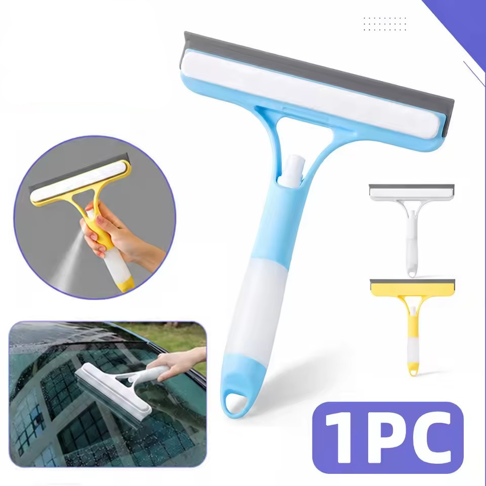 3 in 1 Window Cleaning Squeegee Multi Function Glass Mirror Wiper with Spray Bottle Microfiber Scrub Household Car Cleaner Tools