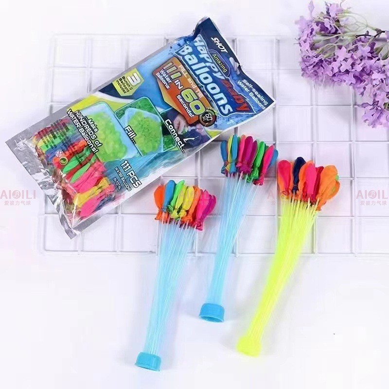 111Pcs Bunch Water Balloons Quick Fill Self Sealing Water Bombs Summer Outdoor Backyard Family Team Fight Game Pool Splash Toy