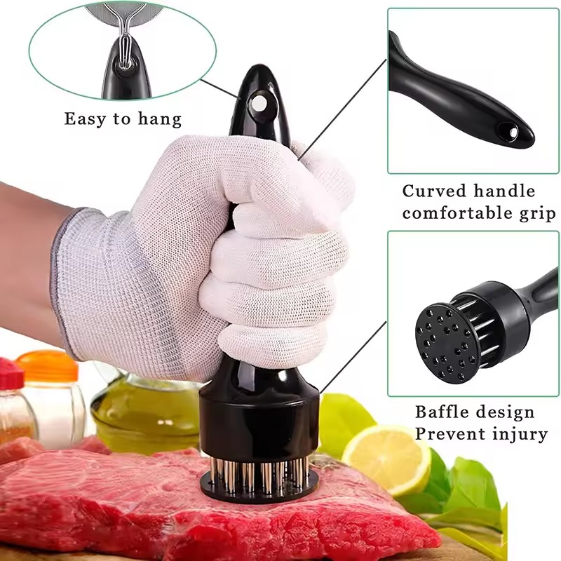 Heavy Duty Meat Tenderizer 16 Needles, Stainless Steel Meat Piercer for Pork Chop Steak, Easy Clean
