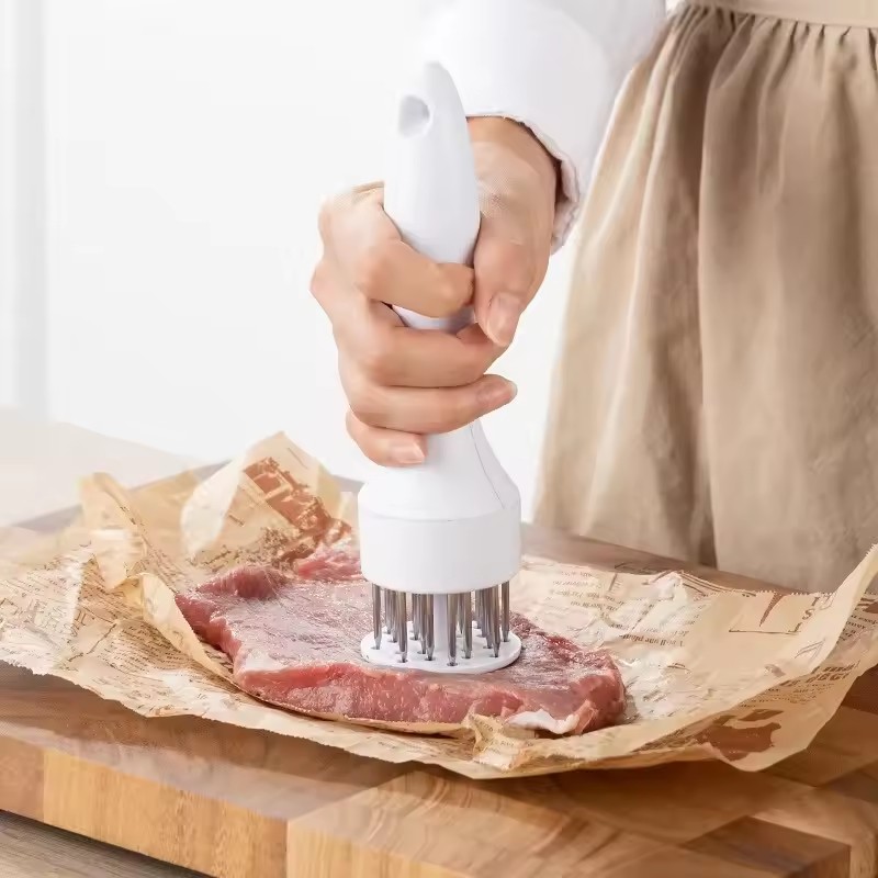 Heavy Duty Meat Tenderizer 16 Needles, Stainless Steel Meat Piercer for Pork Chop Steak, Easy Clean
