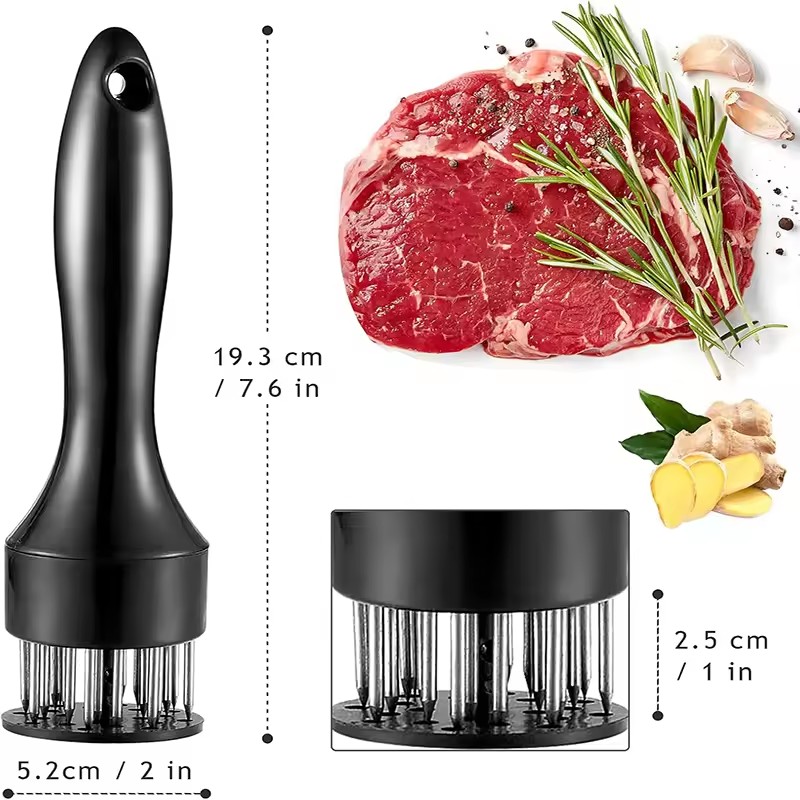Heavy Duty Meat Tenderizer 16 Needles, Stainless Steel Meat Piercer for Pork Chop Steak, Easy Clean