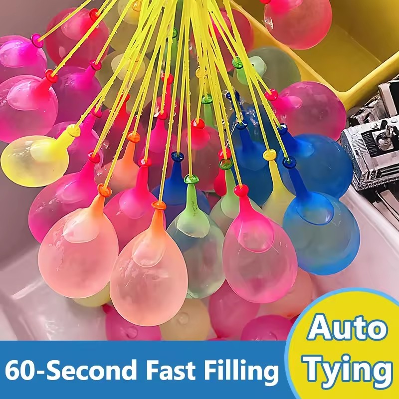 111Pcs Bunch Water Balloons Quick Fill Self Sealing Water Bombs Summer Outdoor Backyard Family Team Fight Game Pool Splash Toy