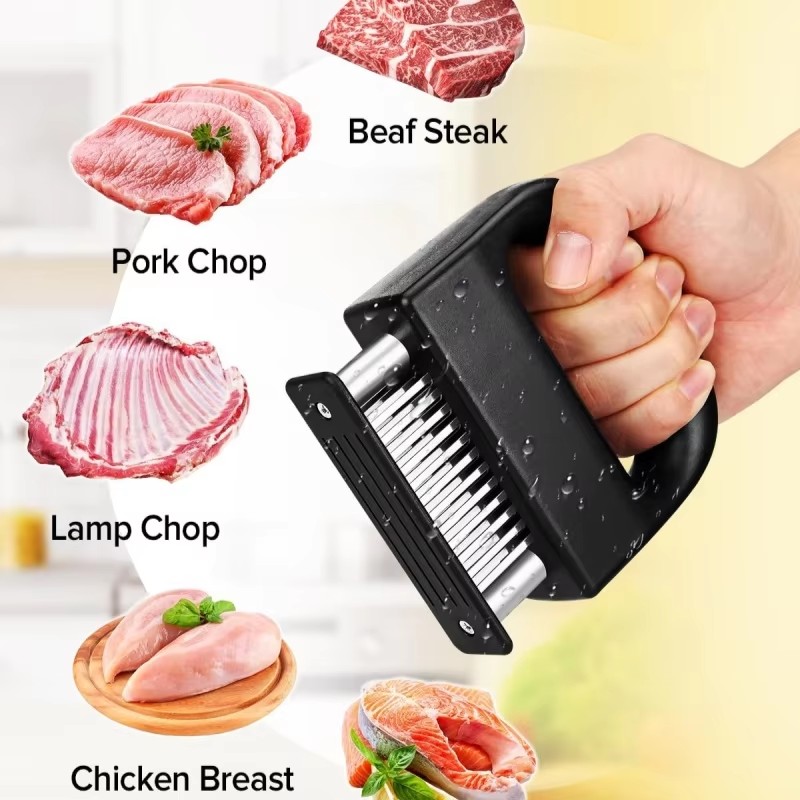 Deluxe 48 Blades Needle Meat Tenderizer Kitchen Cooking Tool Best For Tenderizing BBQ Beef All kinds Of Meat Marinade Utensil