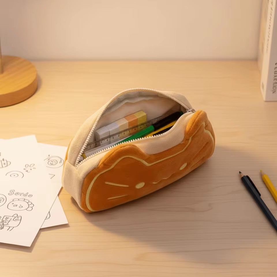 Cute Caramel Cat Plush Pen Case Large Capacity, Perfect Birthday Gift For Primary And Secondary School Students Gift Prizes