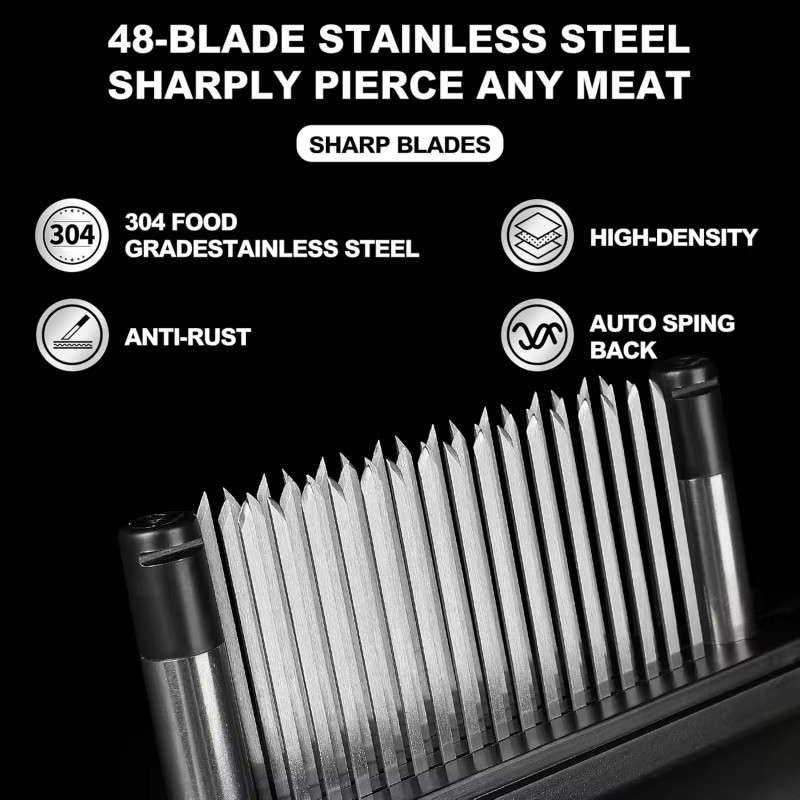 Deluxe 48 Blades Needle Meat Tenderizer Kitchen Cooking Tool Best For Tenderizing BBQ Beef All kinds Of Meat Marinade Utensil