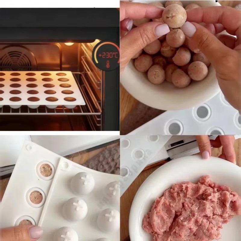 Durable 35 Grid Food Grade Silicone Meatball Maker Non-Stick Rice Ball Fish Ball Shaker Mold for Daily Home Cooking Use