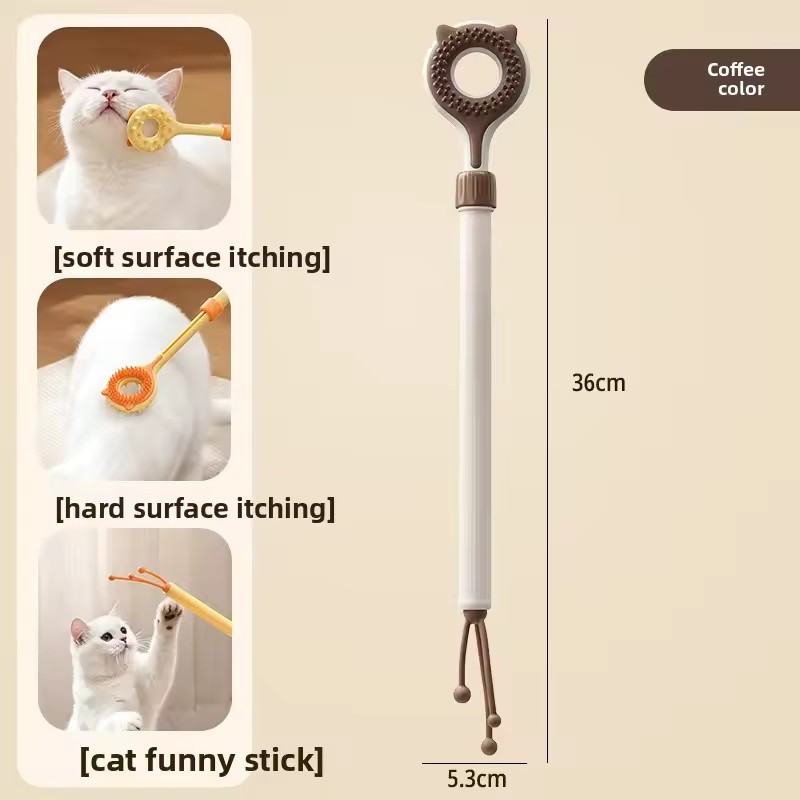 Interactive Cat Toy 2-in-1 Retractable Cat Teaser Cat Tickling & Massaging Toy for Kittens Relieve Boredom Pet Products