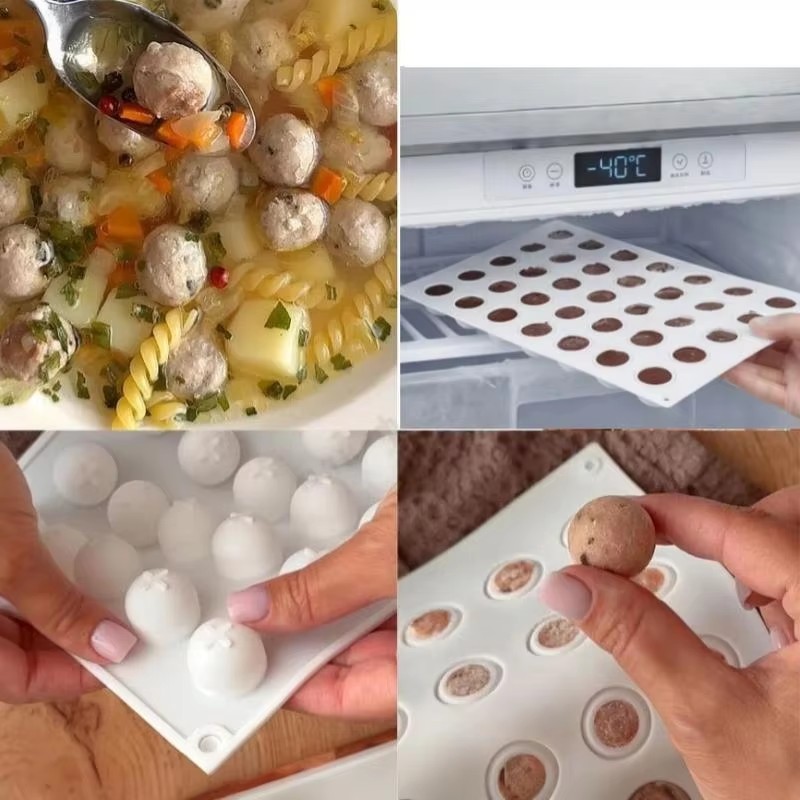 Durable 35 Grid Food Grade Silicone Meatball Maker Non-Stick Rice Ball Fish Ball Shaker Mold for Daily Home Cooking Use