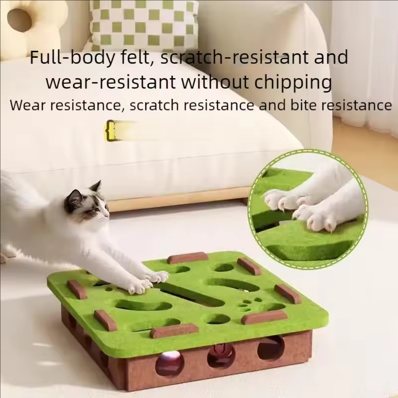 Cat Puzzle Toy Felt Puzzle Box Cat Exercise Toy With Ball Indoor Sports Entertainment Hunting Cat Toys For Indoor Cats