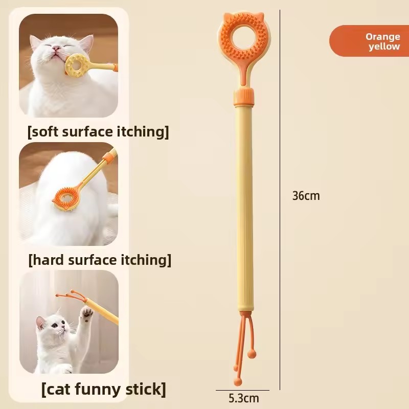 Interactive Cat Toy 2-in-1 Retractable Cat Teaser Cat Tickling & Massaging Toy for Kittens Relieve Boredom Pet Products