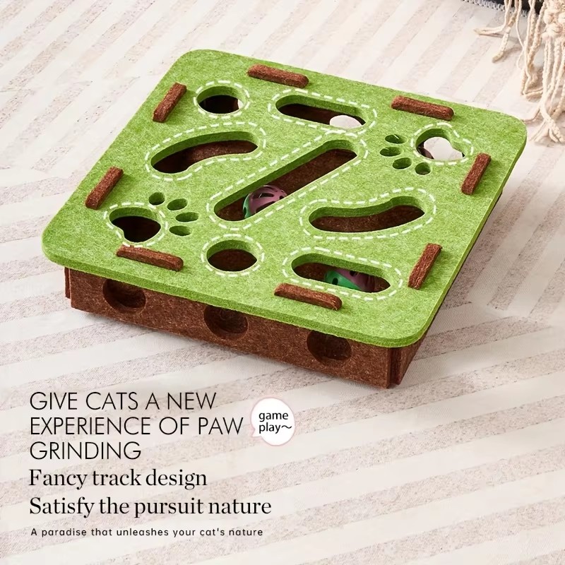 Cat Puzzle Toy Felt Puzzle Box Cat Exercise Toy With Ball Indoor Sports Entertainment Hunting Cat Toys For Indoor Cats